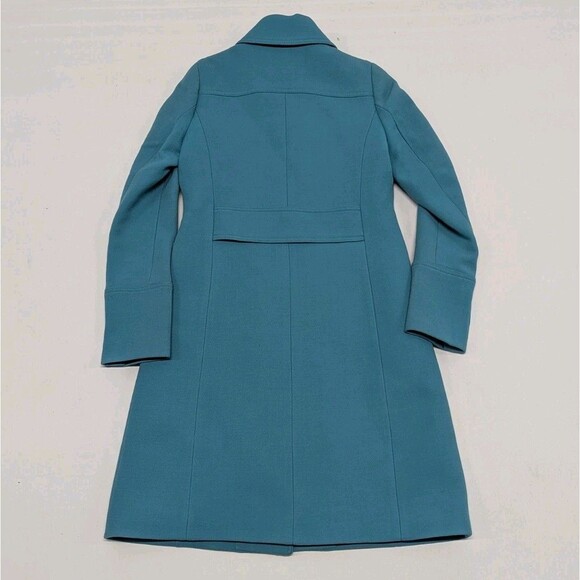 Teal Italian Double Cloth Wool Blend Lady Day Trench Pea Coat Size 4T Classy - Picture 8 of 13